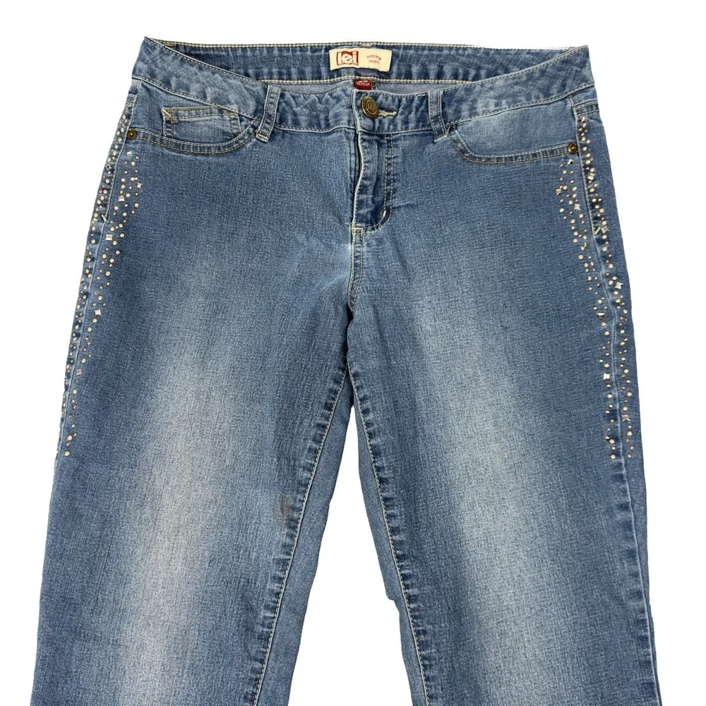LEI Emma Jegging Jeans Womens Size 13 Reg Blue Skinny‎ Stretch Denim Side Jewels